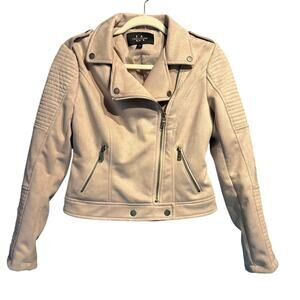 LA Collection Size Small Blush Pink Vegan Suede Jacket Moto Glam Fairy Washable
